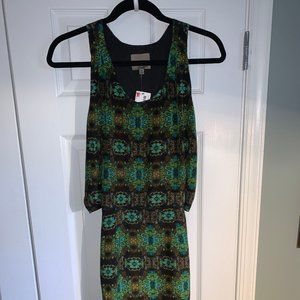 Green Pattern Open Back Dress (NWT)